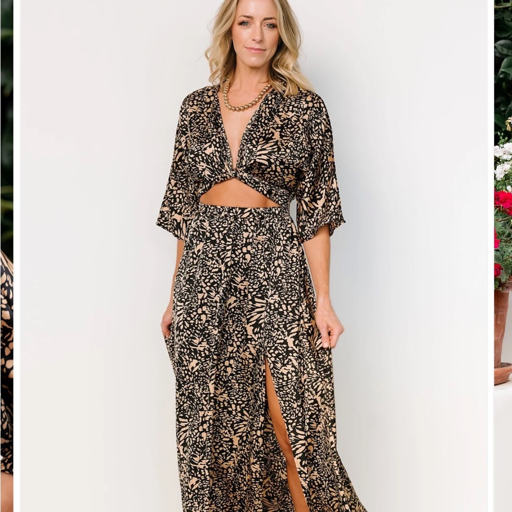 Baltic Born Black and Tan Cutout Maxi Dress